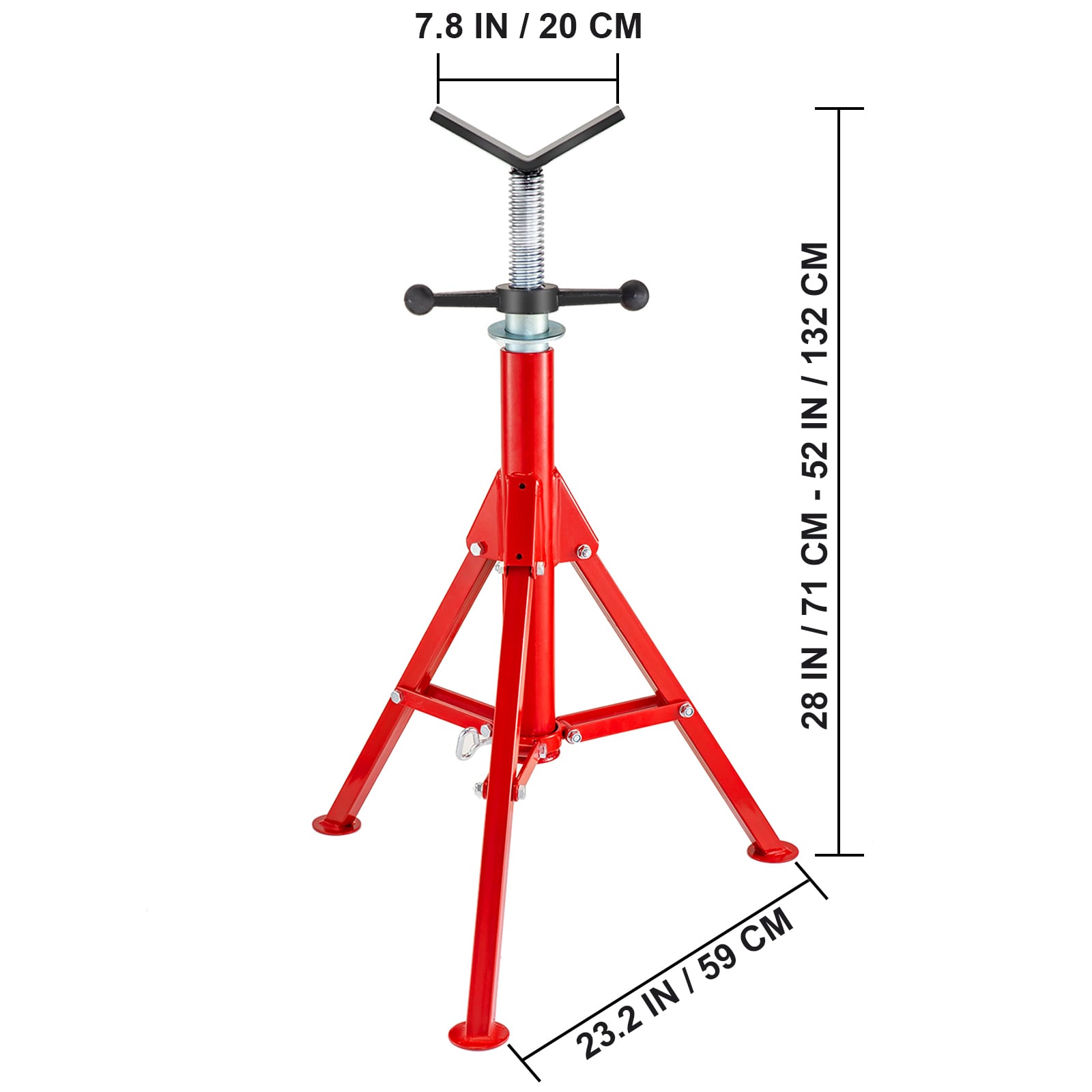 V Head Pipe Stand Adjustable Height Heavy Duty Steel Jack Stand_voghion.com